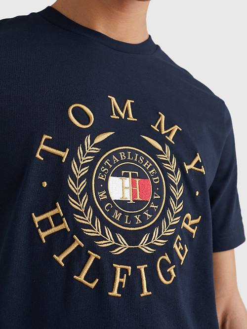 Muške Tommy Hilfiger Icons Embroidery Majice Plava | TH850OTJ