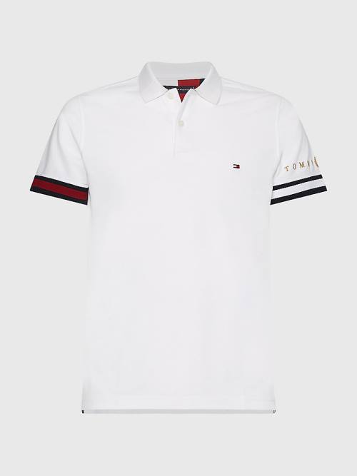 Muške Tommy Hilfiger Icons Flag Slim Fit Polo Majice Bela | TH716KLY