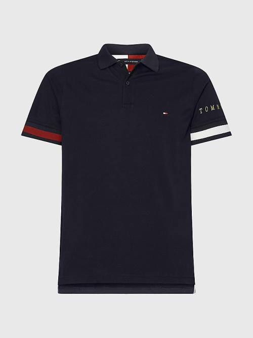 Muške Tommy Hilfiger Icons Flag Slim Fit Polo Majice Plava | TH963TCQ