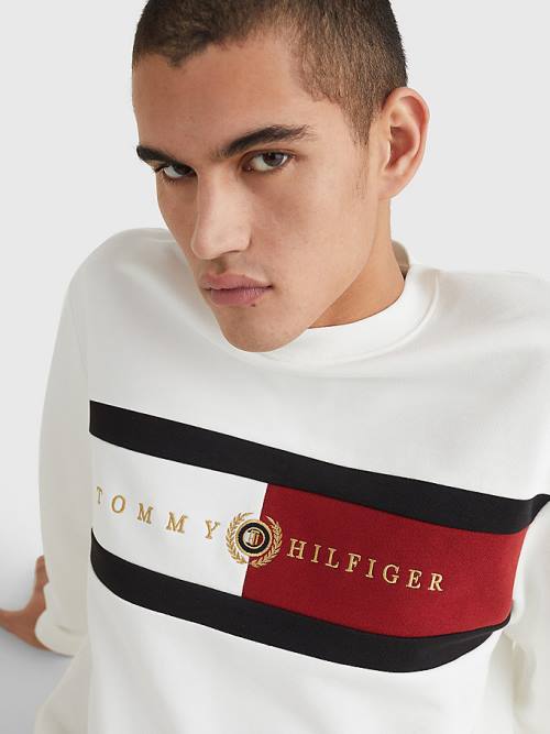 Muške Tommy Hilfiger Icons Logo Crew Neck Duksevi Bela | TH073JBN