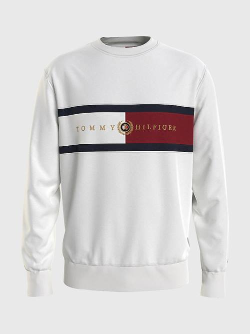 Muške Tommy Hilfiger Icons Logo Crew Neck Duksevi Bela | TH073JBN