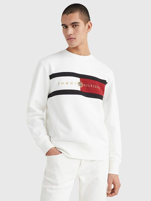 Muške Tommy Hilfiger Icons Logo Crew Neck Duksevi Bela | TH073JBN