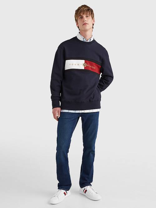 Muške Tommy Hilfiger Icons Logo Crew Neck Duksevi Plava | TH824LKI