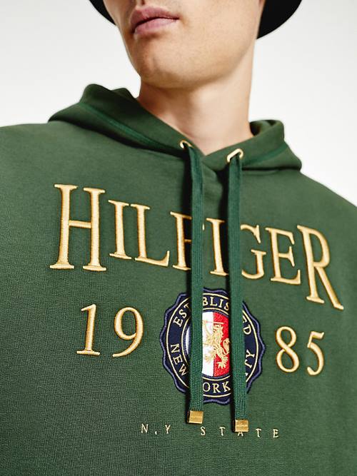 Muške Tommy Hilfiger Icons Logo Embroidery Relaxed Fit Duks Hoodie Zeleno | TH024HYR