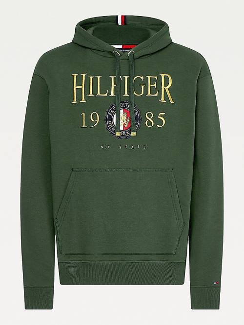 Muške Tommy Hilfiger Icons Logo Embroidery Relaxed Fit Duks Hoodie Zeleno | TH024HYR