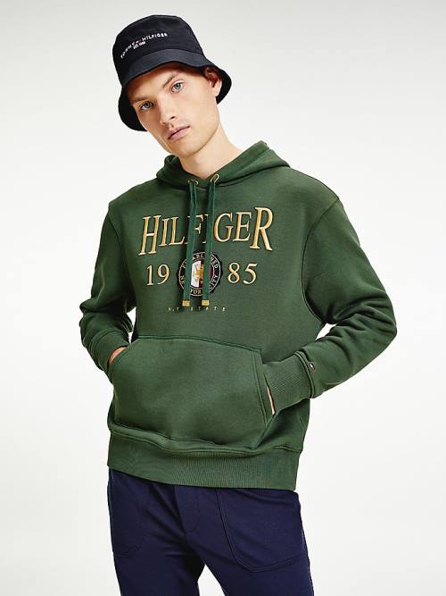 Muške Tommy Hilfiger Icons Logo Embroidery Relaxed Fit Duks Hoodie Zeleno | TH024HYR