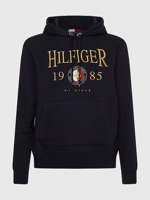 Muške Tommy Hilfiger Icons Logo Embroidery Relaxed Fit Duks Hoodie Plava | TH658YPA