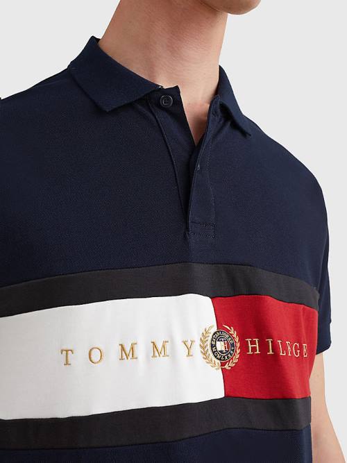 Muške Tommy Hilfiger Icons Logo Regular Fit Polo Majice Plava | TH089EXL