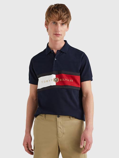 Muške Tommy Hilfiger Icons Logo Regular Fit Polo Majice Plava | TH089EXL