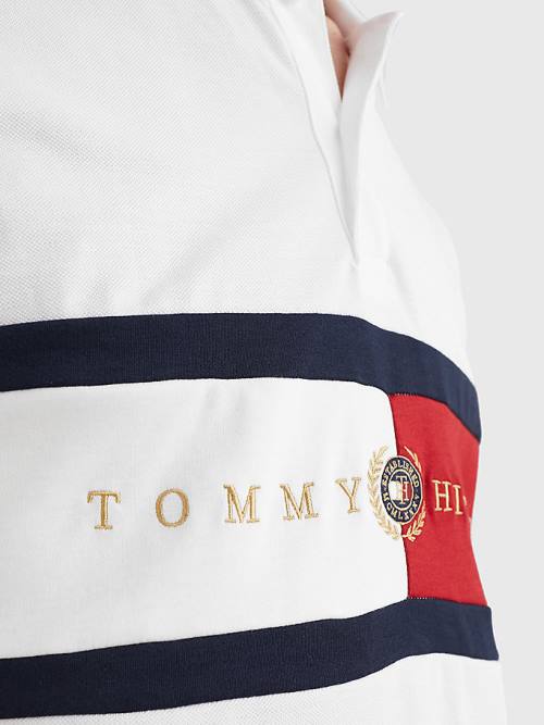 Muške Tommy Hilfiger Icons Logo Regular Fit Polo Majice Bela | TH751SXC