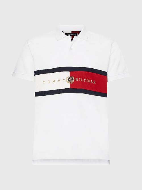 Muške Tommy Hilfiger Icons Logo Regular Fit Polo Majice Bela | TH751SXC