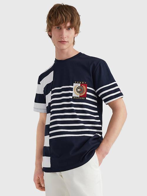 Muške Tommy Hilfiger Icons Mixed Stripe Majice Plava | TH815ONS