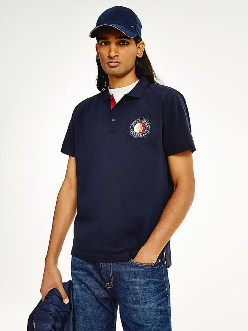 Muške Tommy Hilfiger Icons Organic Cotton Regular Fit Polo Majice Plava | TH247AJX