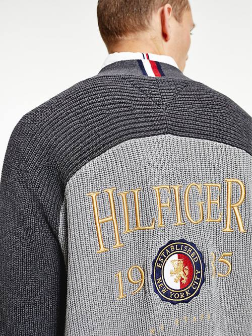 Muške Tommy Hilfiger Icons Oversized Crest Cardigan Džemper Siva | TH521PVD