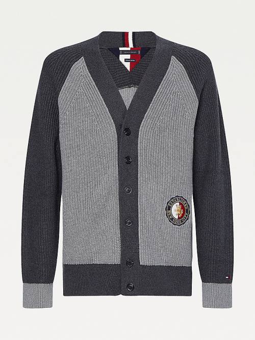 Muške Tommy Hilfiger Icons Oversized Crest Cardigan Džemper Siva | TH521PVD