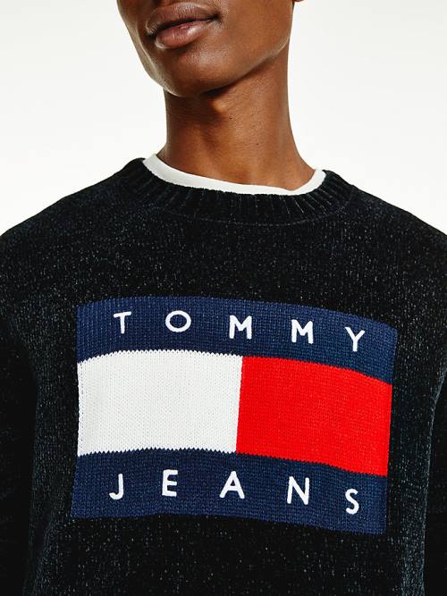 Muške Tommy Hilfiger Intarsia Flag Relaxed Fit Jumper Džemper Crna | TH056CVE