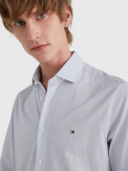 Muške Tommy Hilfiger Jersey Micro Dot Slim Fit Košulje Plava | TH982SCH