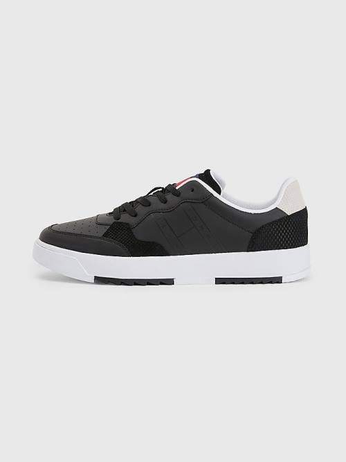 Muške Tommy Hilfiger Leather Cupsole Patike Crna | TH249HGT