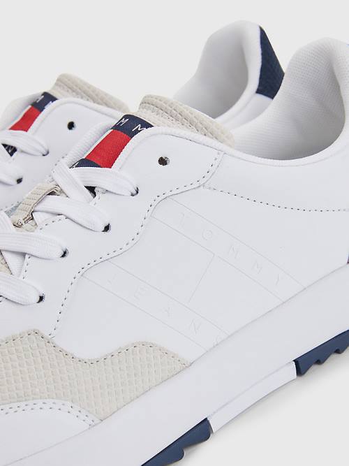 Muške Tommy Hilfiger Leather Cupsole Patike Bela | TH530MHW