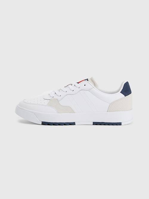 Muške Tommy Hilfiger Leather Cupsole Patike Bela | TH530MHW