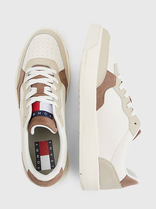 Muške Tommy Hilfiger Leather Cupsole Patike Bež | TH540CKM