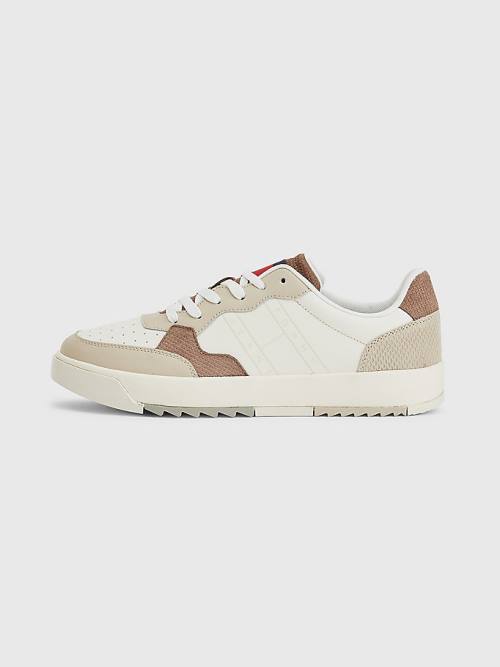 Muške Tommy Hilfiger Leather Cupsole Patike Bež | TH540CKM