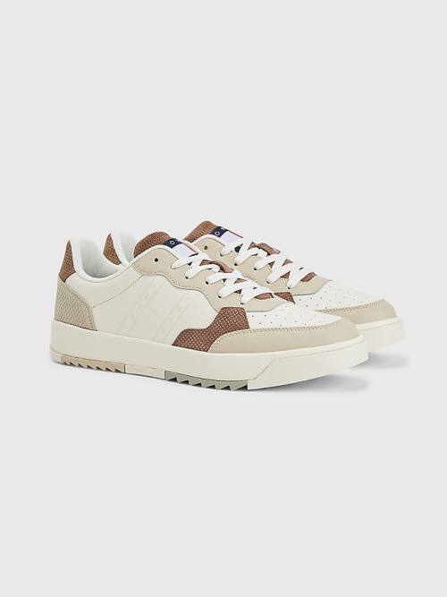 Muške Tommy Hilfiger Leather Cupsole Patike Bež | TH540CKM