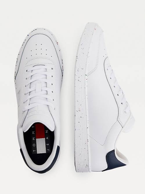 Muške Tommy Hilfiger Leather Speckled Cupsole Patike Bela | TH318TGH