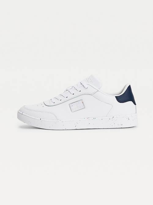 Muške Tommy Hilfiger Leather Speckled Cupsole Patike Bela | TH318TGH