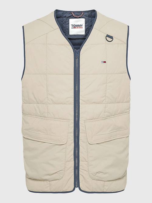 Muške Tommy Hilfiger Lightweight Quilted Zip-Thru Sleeveless Vest Kaputi Bež | TH936DYI