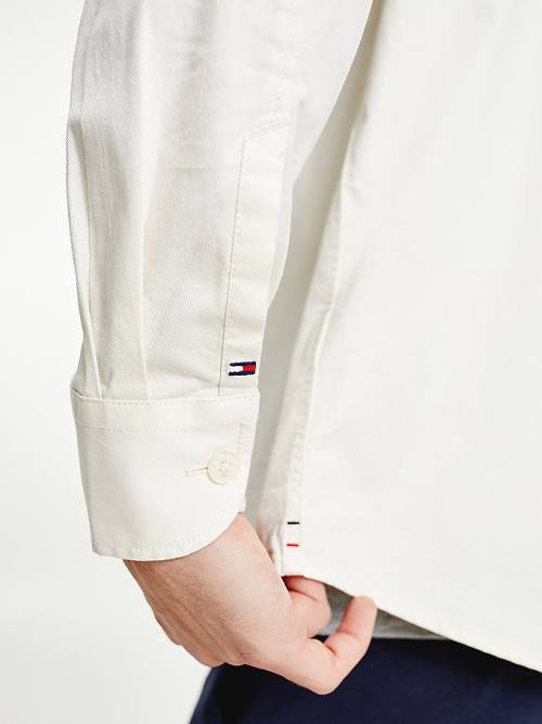 Muške Tommy Hilfiger Lightweight Twill Regular Fit Overshirt Košulje Bela | TH035YSX