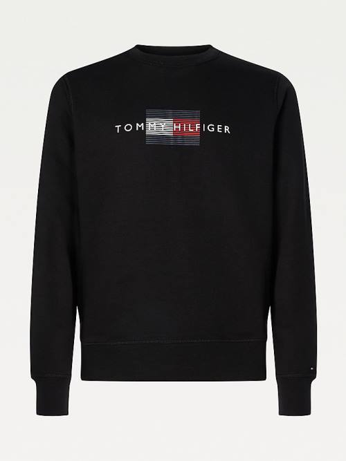 Muške Tommy Hilfiger Logo Crew Neck Duksevi Crna | TH183AXC