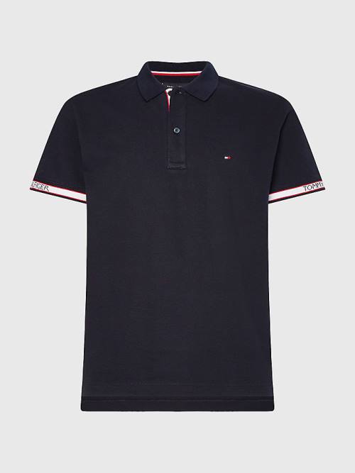 Muške Tommy Hilfiger Logo Cuff Regular Fit Polo Majice Plava | TH395QHV