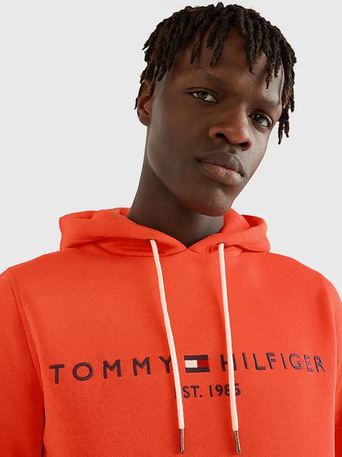 Muške Tommy Hilfiger Logo Duks Hoodie Crveni | TH716JUR