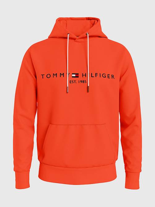 Muške Tommy Hilfiger Logo Duks Hoodie Crveni | TH716JUR