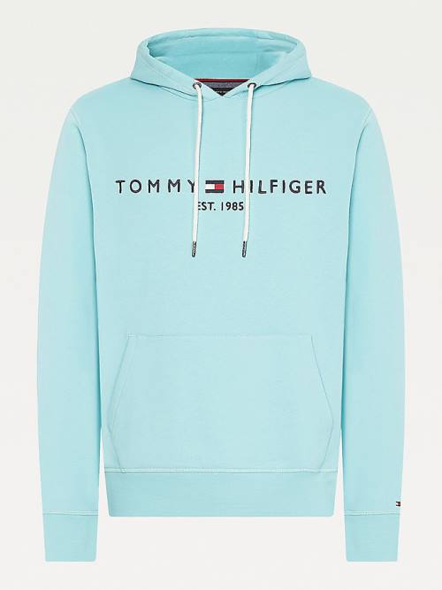 Muške Tommy Hilfiger Logo Duks Hoodie Plava | TH938GZT