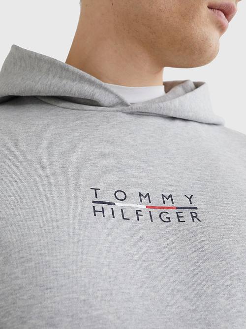 Muške Tommy Hilfiger Logo Embroidery Duks Hoodie Siva | TH498JFC