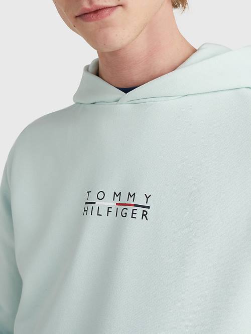 Muške Tommy Hilfiger Logo Embroidery Duks Hoodie Zeleno | TH528HVX