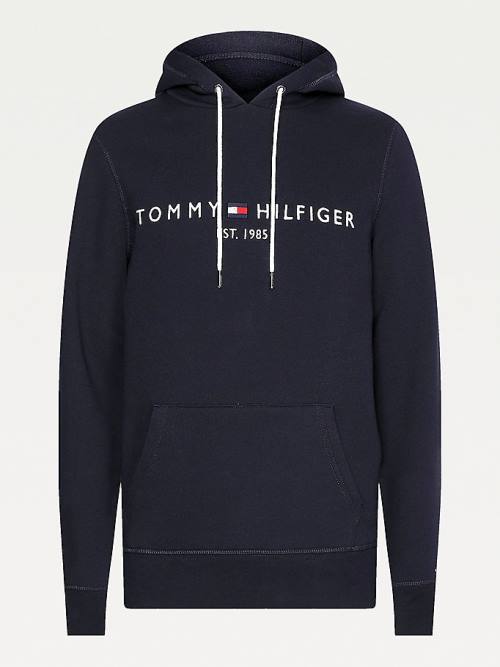 Muške Tommy Hilfiger Logo Flex Fleece Duks Hoodie Plava | TH893VAD