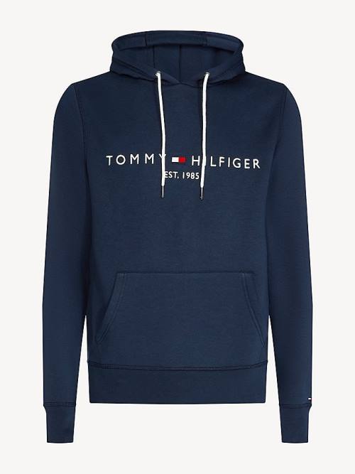 Muške Tommy Hilfiger Logo Flex Fleece Duks Hoodie Plava | TH893VAD