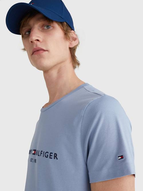 Muške Tommy Hilfiger Logo Majice Plava | TH178ODP