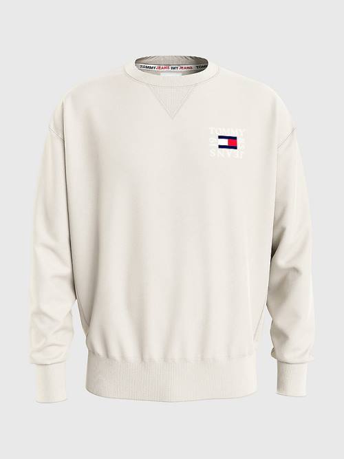 Muške Tommy Hilfiger Logo Patch Fleece Duksevi Bež | TH137TQD