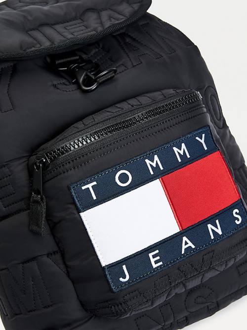 Muške Tommy Hilfiger Logo Quilting Puffer Backpack Torbe Crna | TH315NCP