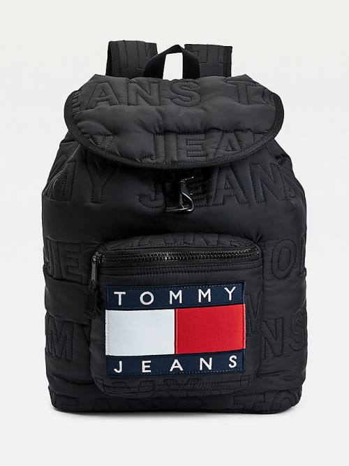 Muške Tommy Hilfiger Logo Quilting Puffer Backpack Torbe Crna | TH315NCP