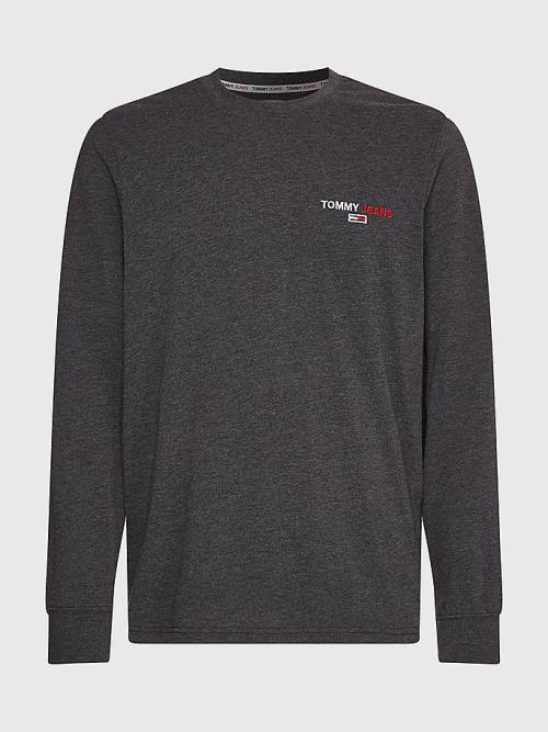 Muške Tommy Hilfiger Logo Recycled Long Sleeve Majice Crna | TH469TAX