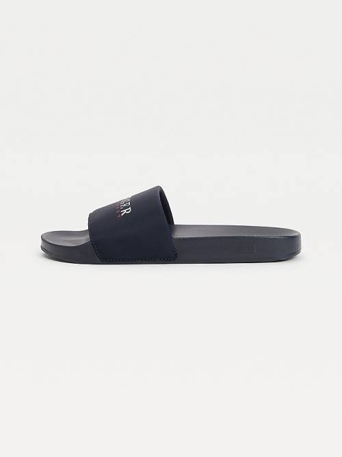 Muške Tommy Hilfiger Logo Slides Sandale Plava | TH829SYA