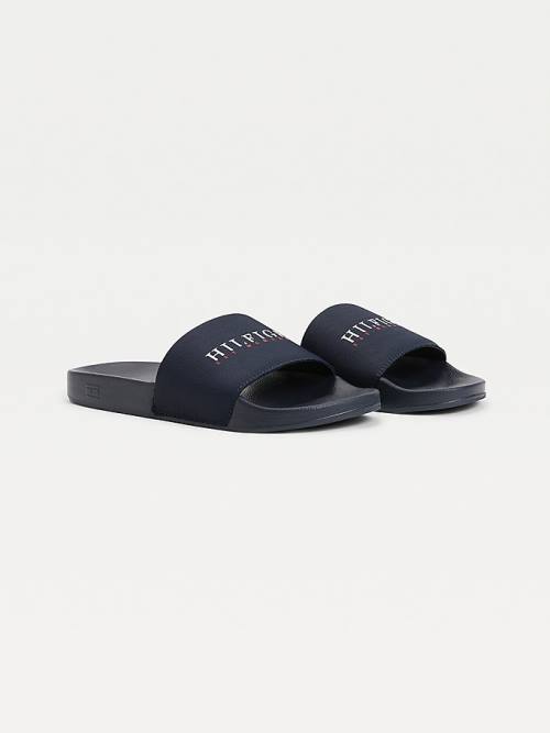 Muške Tommy Hilfiger Logo Slides Sandale Plava | TH829SYA