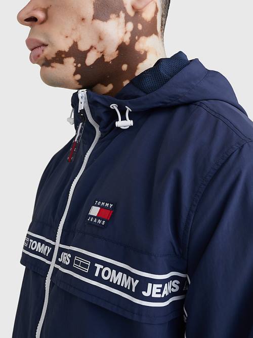 Muške Tommy Hilfiger Logo Tape Chicago Windbreaker Jakna Plava | TH159ROK