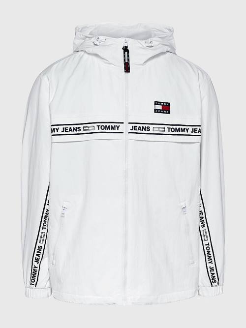 Muške Tommy Hilfiger Logo Tape Chicago Windbreaker Jakna Bela | TH813HUV