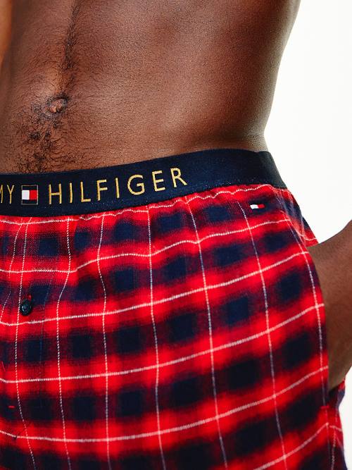 Muške Tommy Hilfiger Logo Waistband Cotton Bottoms Pidžama Crveni | TH125HQJ